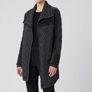 Inis Crafts Ireland 100% Merino Wool Cable Knit Cardigan, Blue, Size S